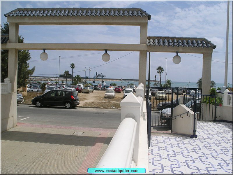 www.costaalquiler.com - vista a playa de los Naufragos desde patio del complejo del apartamento de Torrevieja en alquiler
